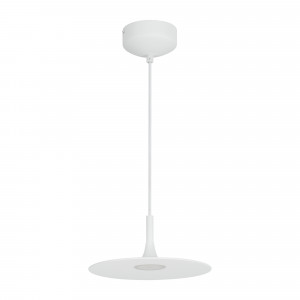 Светильник SP-FIORE-R250-8W Warm3000 (WH, 120 deg, 230V) 035953, Подвесной светильник. Мощность 8 Вт, св. поток 525 лм, 70 лм/Вт, теплый 3000 K, CRI>90, угол 120°, напряжение питания 230 В. Белый круглый корпус из алюминия, рассеиватель каленое матовое стекло , степень защиты IP20. Размер: диаметр 250 мм, высота основа