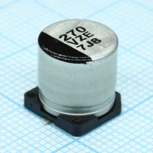 EEHZE1V271P, Полимерный гибридный алюминиевый конденсатор 270мкФ 35В ±20% (10 X 10.2мм) для поверностного монтажа 0.02Ом 900мА 2000час 145°C автомобильного применения лента на катушке