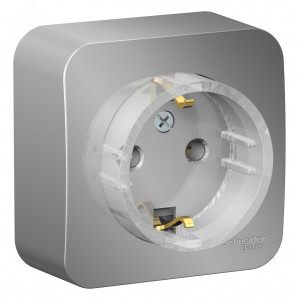 Розетка BLANCA наружная, с заземлением, без шторок, (тонкая), с изолирующей пластиной 16А, 250В, алюминий BLNRA110113