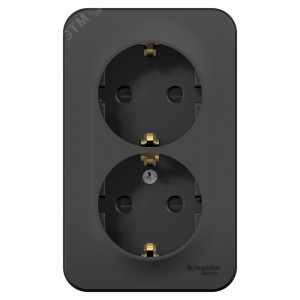 Розетка 2-м ОП Blanca 16А IP20 250В с заземл. защ. шторки с изолир. пластиной антрацит SE BLNRA011216