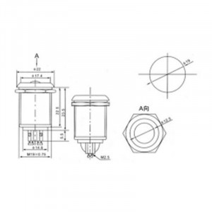 PBS-28B-4, Кнопка антивандальная d19 3A 250B (2c) OFF-(ON) выпуклая без фикс.