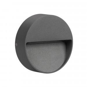 Светильник LGD-TRACE-R100-4W Warm3000 (GR, 55 deg, 230V) 029959, Светодиодный накладной круглый светильник для стен, лестниц, 4Вт. Цвет ТЕПЛЫЙ БЕЛЫЙ 3000K, св.поток 175лм, CRI(Ra)>80, угол 55°, асимметричный свет. Размер Ф100x30мм. Влагозащищенный корпус IP65, алюминий серого цвета. Питание AC230V, 4Вт,