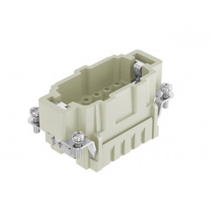 Вилочная контактная вставка HE-010-M, Вилочная контактная вставка, винтовая фиксация, 10 полюсов + PE, типоразмер 10B, 500V, 16A, сечение обслуживаемых проводников 1,0-2,5 мм кв, тип покрытия контактов: серебро