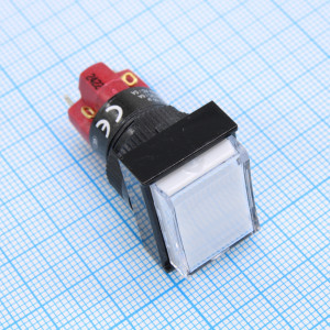 D16LMT1-1ABKW, D16LMT1-1ABKW, Переключатель кнопочный без фиксации 250В/5А LED подсветка 24В