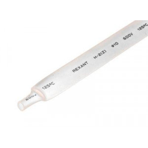 Трубка термоусадочная ТУТ нг 10,0/5,0 белая, термоусаживаемая трубка в метровой нарезке, не поддерживает горение