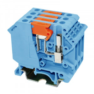 Клемма с размыкателем JUT1-4K-BE, Клемма с ножевым размыкателем, тип фиксации провода: винтовой, номинальное сечение: 4 мм кв., 16A, 800V, ширина: 6,2 мм, цвет: синий, тип монтажа: DIN35