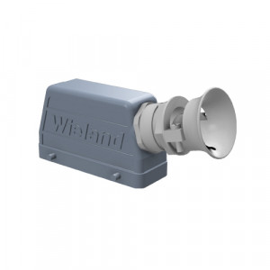 Крышка разъема BAS GOT GA 24 M32 A3, Крышка разъема на кабель, типоразмер 24B, без уплотнителя, 1 кабельный ввод M32x1,5, с разгрузкой на изгиб, IP54, с боковым расположением, без защелок (упоры для двух защелок), материал корпуса: алюминиевый сплав