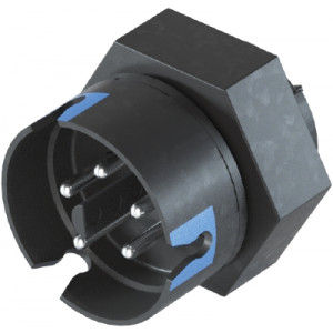 Разъем RST08i5 S S1 M02H BL, Вилочный разъем в панель М16,6, IP68(69k), 5 полюсов, цвет: синий, номинальные характеристики: 50V/120V 8A, серия gesis RST MICRO