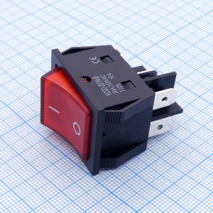 DS KCD4-201N красный 30А, переключатель - 2 положения клавиши, 2 группы на замыкание