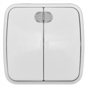 Минск Выключатель 2-клавишный ОП 10А с индикатором белый Basic EGV10-123-10