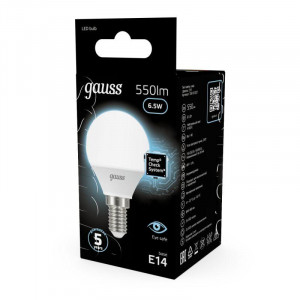 Лампа светодиодная Black 6.5Вт P45 шар 4100К нейтр. бел. E14 550лм 105101207