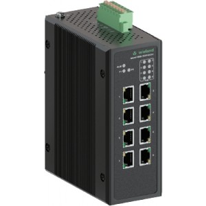 Коммутатор WIENET UMS 8G-POE-24V, Коммутатор серии WieNet, неуправляемый, 8 портов RJ45 скорость передачи 10/100/1000 MBit/s, 8 портов PoE, номинальное напряжение: 12-57 VDC, монтаж: на DIN рейку, материал корпуса: алюминий