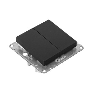 Механизм выключателя, двухклавишный, проходной, ч-рный Эпика EKF UP1-SWB-21