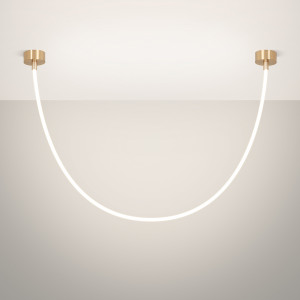 Светильник SP-TROPIC-SURFACE-R18-L2500-36W Day4000 (GD, 360 deg, 230V) 043396, Подвесной светильник. Мощность 36 Вт, св. поток 2300 лм, 63 лм/Вт, дневной 4000 K, CRI>90, угол 360°, напряжение питания 230 В. Золотой круглый корпус из стали, силиконовая герметичная лента, степень защиты IP20. Размер: общая высота чаши 85 мм, высота ча