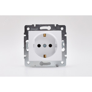 Розетка 1-м СП Karina с заземл. термопласт механизм бел. 707-0288-122B