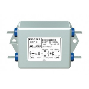 B84112G0000M110, Фильтр линии питания ЭМС 50Гц/60Гц 10A 250В разъем быстрого соединения фланцевое крепление