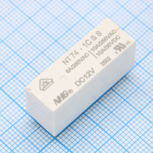 NT74-1C-S-S-8-DC12V, Реле силовое 8А одна группа на переключение катушка 12В 0.23Вт монтаж в отверстие