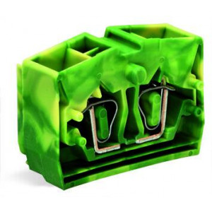 Проходная клемма (MINI) 254357, Проходная клемма, MINI, верхний подвод кабеля, 4 точки подключения, тип фиксации провода: пружинный, номинальное сечение: 2,5 мм кв., 24A, 800V, ширина: 10 мм, цвет: желто-зеленый, тип монтажа: без фиксации