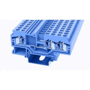 Проходная клемма WS4-TW-01P-12-00Z(H), Проходная клемма, 3 точки подключения, тип фиксации провода: пружинный, номинальное сечение: 4 мм кв., 32A, 800V, ширина: 6 мм, цвет: синий, тип монтажа: DIN35