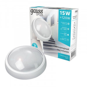 Светильник светодиодный Qplus 15Вт 4000К IP54 1220лм d175х76мм ДБП круг настенно-потолочный 141411215