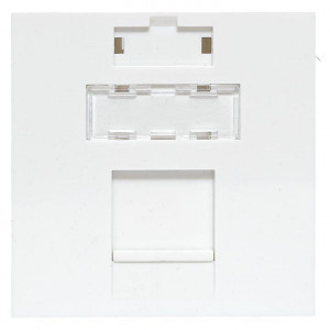 Вставка розеточная 45х45мм формат Mosaic на 1 модуль Keystone защ. шторки с маркером бел. TERACOM PRO TRP-INS-MOS-2M1P-WH