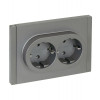FORTE&PIANO Розетка 2-местная с заземлением без защитных шторок безвинтовое крепление 16А FP524 сталь IEK FP-R21-16-1-K46