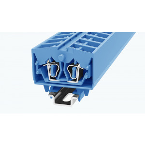 Проходная клемма (MINI) WS2.5T-DIN15-01P-12-00Z(H), Проходная клемма, MINI, верхний подвод кабеля, 4 точки подключения, тип фиксации провода: пружинный, номинальное сечение: 2,5 мм кв., 24А, 800V, ширина: 10 мм, цвет: синий, тип монтажа: DIN35
