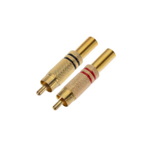 Разъем штекер RCA металл пайка чёрный/красный, GOLD 14-0405-1, Цена за 1шт