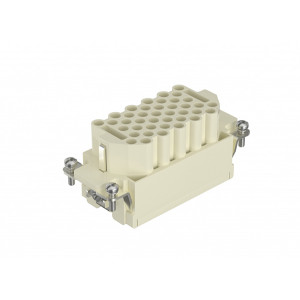 Розеточная контактная вставка HEEE-040-FC, Розеточная контактная вставка, обжимная фиксация, 40 полюсов + PE, типоразмер 16B, 500V, 16A, (обжимные контакты поставляются отдельно)