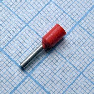 E1008PP Red, наконечник кабельный торцевой трубчатый с изоляцией, L=14.6/8мм, сеч. пров. 1.0мм2