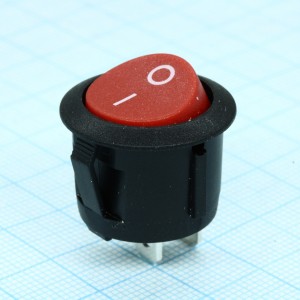 RL3-5ABRBT-H-G, Выключатель клавишный круглый 6А 250В ON-OFF 2 Pin -красный-