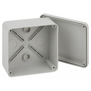 Распаячная коробка KORvp приборная подъездная открытой установки 100х100х50мм на винтах с гладкими стенками IP55 Б0058942