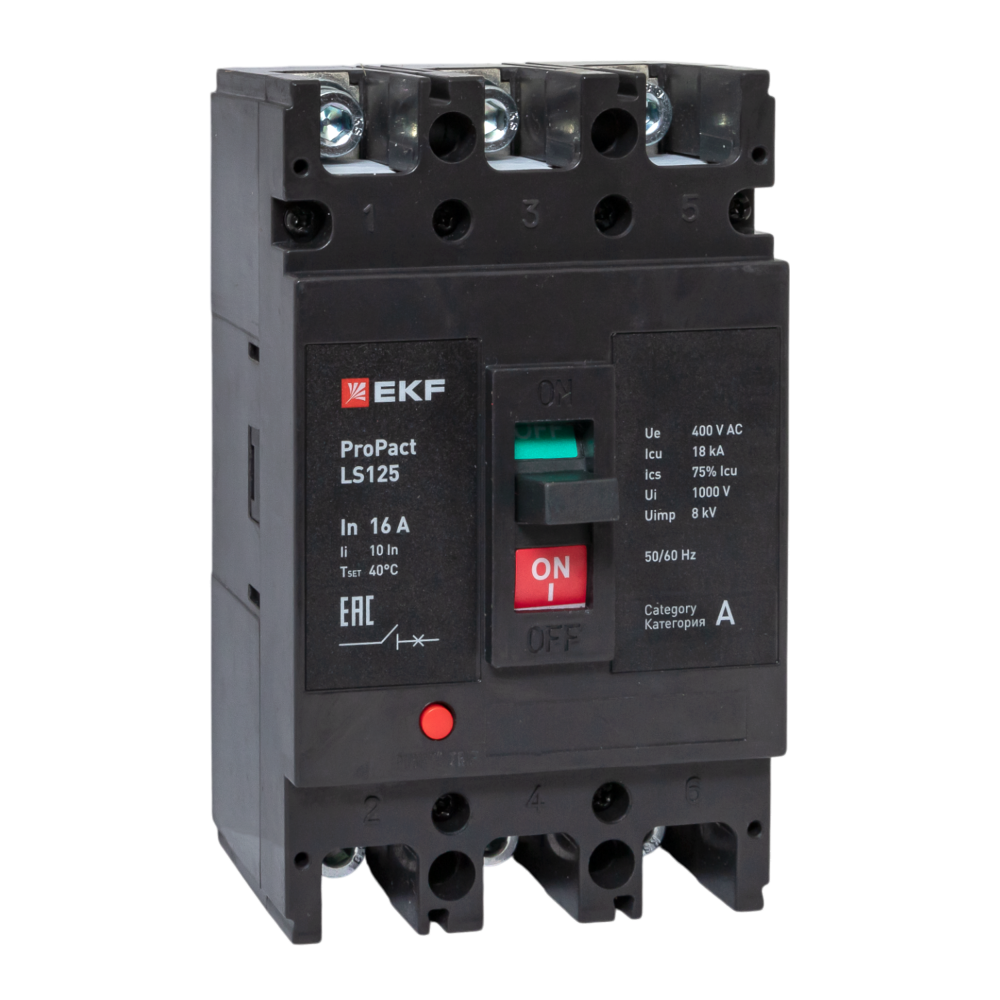 Изображение товара Автоматический выключатель LS125 3P 16А 18кА EKF ProPact
