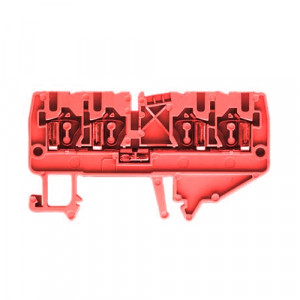 Проходная клемма WKF 2,5/D2/2/35 RT, Проходная клемма, 4 точки подключения, тип фиксации провода: пружинный, номинальное сечение: 2,5 мм кв., 24A, 800V, ширина: 5 мм, цвет: красный, тип монтажа: DIN35