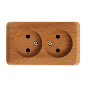 Розетка 2-м ОП Этюд Дача 16А IP20 250В без заземл. без защ. шторок бук SE PA16-005T