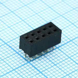 DS1026-05-2X5S8BV, Гнездо на плату 2x5 конт., шаг 2.00мм, высота 4.3мм, позолоч.