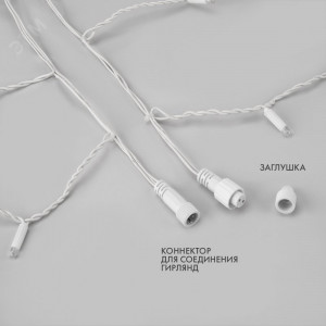 Гирлянда Айсикл 4,8х0,6 м, с эффектом мерцания, белый ПВХ, 176LED, цвет: Тёплый белый, 230В 255-166