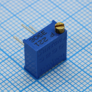 TSR-3296P-221R, Потенциометр многооборотный керметный 220Ом 0.5Вт ±10% 30 ±2 оборотов, (9.5 X 11.5 X 5мм)