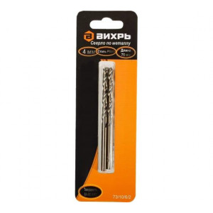 Сверло по металлу 4мм P6M5 (блист.2шт) 73/10/6/2