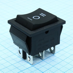 RWB-508 черный, Выключатель клавишный с нейтралью ON-OFF-ON (6c) 15А 250В