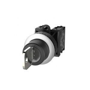 Селекторный переключатель (черный) TS2520-2BM60-S20, Переключатель, с ключом, 3-х позиционный, фиксируемый, ключ вынимается из положения центр+слева+справа, без подсветки, утопленное алюминиевое переднее кольцо, с мгновенным нажатием, с контактной группой 2NO, диаметр головки кнопки 36 мм, диаметр посадочно