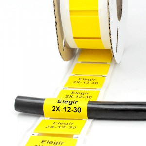 Маркер плоский MFSS-2X-12-30-Y, Маркер термоусадочный, для маркировки и изоляции проводов и кабелей, длина 30 мм, диаметр провода: 6 - 12 мм, цвет желтый, для принтера: RT200, RT230, в упаковке 300 маркеров
