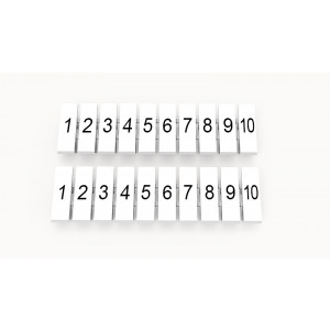 ZB3.5-10P-19-01Z(H), Маркировочные шильдики для клемм DS…, сечением 1,5 мм кв., центральная, 10 шильдиков нанесенные символы: 1-10, с вертикальным расположением, размер шильдика: 2,95х10,7 мм, цвет белый