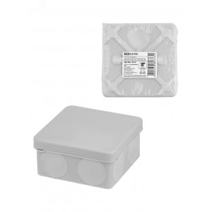 Распаячная коробка двухкомпонентная ОП 80х80х40 мм IP66 8 вх. серая инд. штрихкод TDM SQ1401-2512