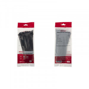 Стяжка 3.6*200 черная (100 шт), хомут-стяжка кабельная нейлоновая