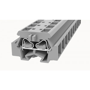 Проходная клемма (MINI) WS1.5T-DB-01P-11-00Z(H), Проходная клемма, MINI, боковой подвод кабеля, 4 точки подключения, тип фиксации провода: пружинный, номинальное сечение: 1,5 мм кв., 17,5A, 800V, ширина: 8мм, цвет: серый, тип монтажа: монтажный фланец