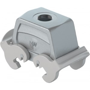 Крышка разъема 70.357.1035.1, Крышка разъема на кабель, типоразмер 10B, без уплотнителя, 1 отверстие с резьбой для кабельных вводов M20x1,5, с верхним расположением, с двумя защелками, материал корпуса: алюминиевый сплав