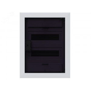 Щит распределительный встраиваемый с пластиковой черной прозрачной дверцей на 24 модуля, OptiBox Pro 24-VKR-IP40 379800