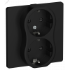 Изображение товара Розетка 2-местная с заземлением безвинтовое крепление 16А IEK FI-R24C-16-1-К-ФлЧ черная