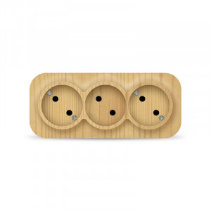 Розетка 3-м ОП 10А IP20 без заземл. сосна 1455